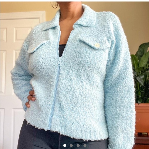 Baby Blue Vintage Compagnie Generale Aeropostale Jacket-Size L - Picture 1 of 4